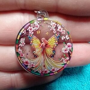 Wire dangle earrings fairy flower floral garden earrings pink yellow multicolor